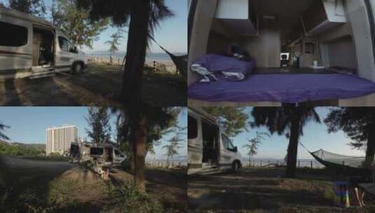 惠州海边沙滩露营地高清在线视频素材下载