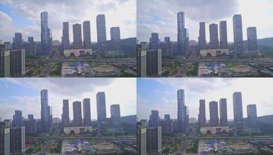 广西南宁五象新区城市风光蓝天白云延时高清在线视频素材下载