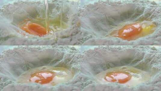 鸡蛋落入面粉中高清在线视频素材下载