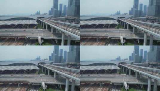 深圳北站及周边建筑航拍高清在线视频素材下载