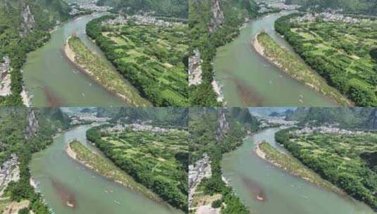 航拍桂林山水风光高清在线视频素材下载