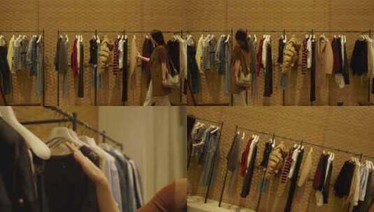气质美女逛商场卖衣服高清在线视频素材下载