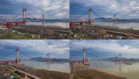 铜陵长江大桥 铜陵公铁路长江大桥 高清在线视频素材下载