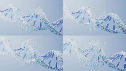 生物科技概念DNA基因循环动画3D渲染高清在线视频素材下载