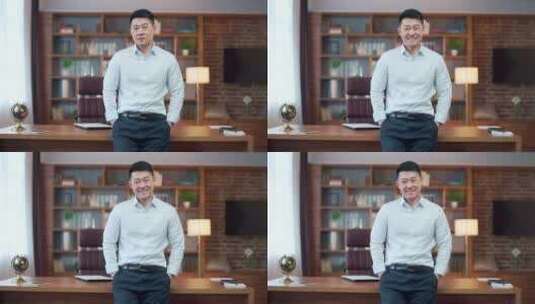 特写肖像快乐的亚洲人员工企业家办公室工作高清在线视频素材下载
