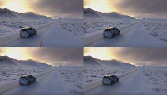 雪域冰原公路自驾高清在线视频素材下载