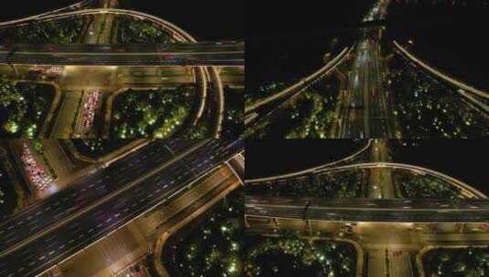 杭州萧山区市心路互通立交桥高架桥夜景延时高清在线视频素材下载