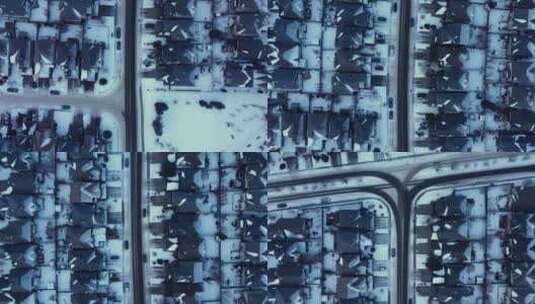 卡尔加里一个社区的冬季日出无人机镜头，房高清在线视频素材下载