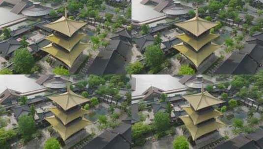 上海松江广富林文化遗址航拍高清在线视频素材下载