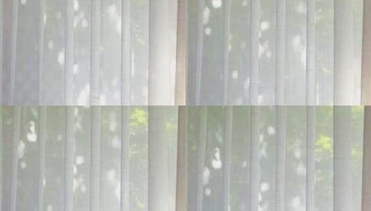 阳光  光影 窗帘 纱帘 落地窗绿色材质质感高清在线视频素材下载