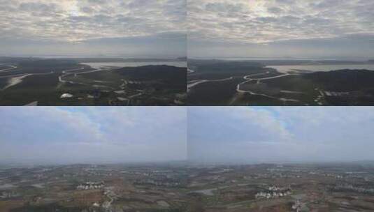 江西冬季江南农村小镇航拍高清在线视频素材下载