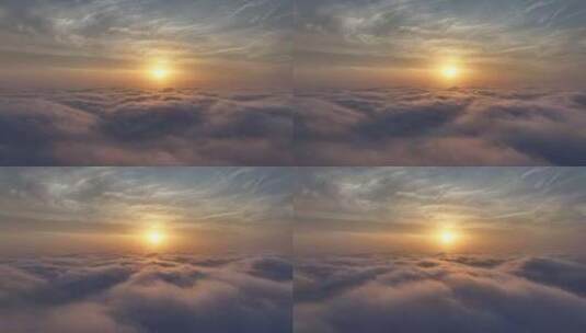日出云海时间流逝翻滚的云景高清在线视频素材下载