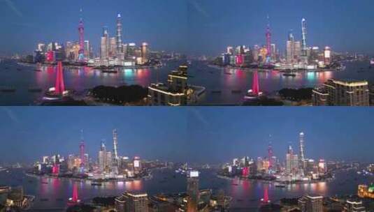 航拍上海城市夜景风光高清在线视频素材下载