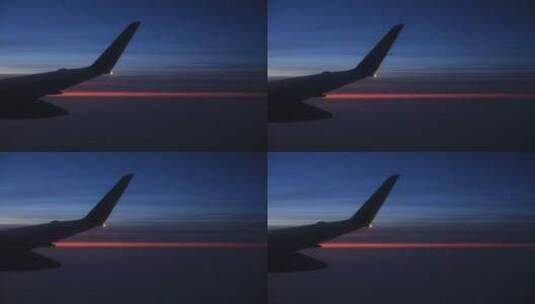 飞机窗外的夕阳和晚霞高清在线视频素材下载