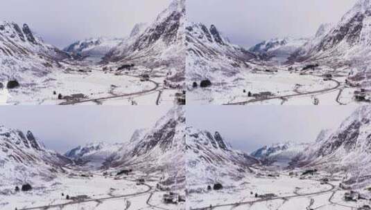 4K航拍雪山山地冰雪冬天雪山高清在线视频素材下载