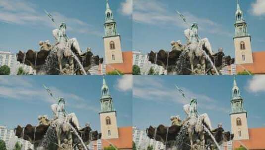 柏林市中心的喷泉高清在线视频素材下载