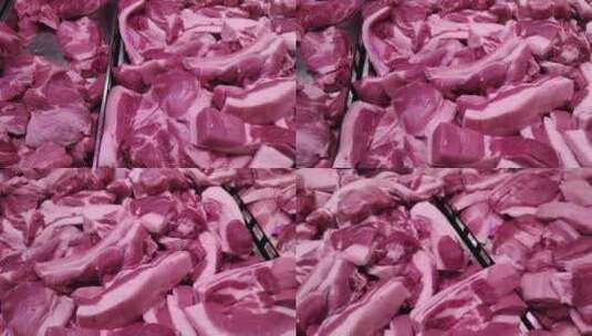 超市销售中的猪肉高清在线视频素材下载