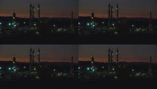 夜晚的炼油工厂高清在线视频素材下载