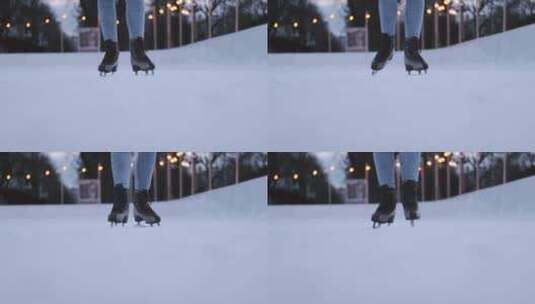 在室外溜冰场滑冰高清在线视频素材下载
