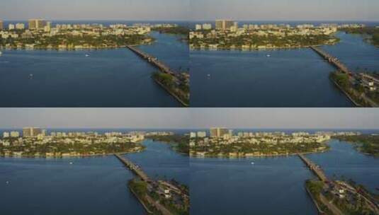 迈阿密海岸线的空中拍摄高清在线视频素材下载