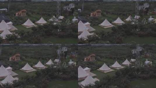 航拍露营营地帐篷酒店高清在线视频素材下载