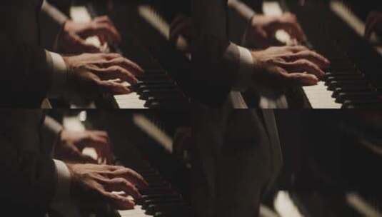 钢琴家弹钢琴特写高清在线视频素材下载