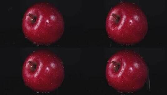 雨中的新鲜红苹果高清在线视频素材下载
