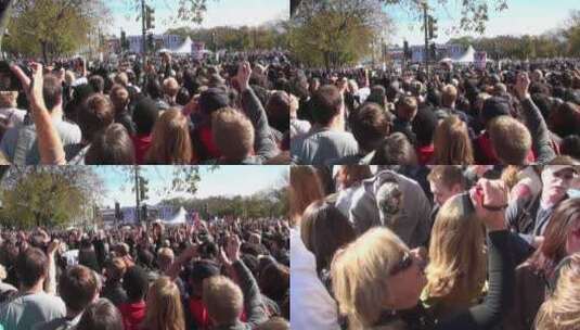 华盛顿购物中心的抗议人群挥手致意高清在线视频素材下载