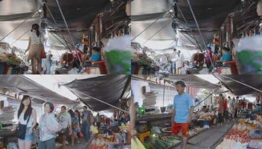 泰国旅游视频泰国商业街农贸市场高清在线视频素材下载