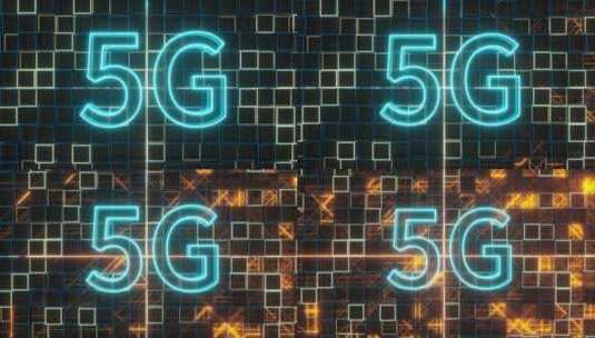 5G字体与科技感方块背景高清在线视频素材下载