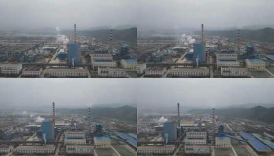 航拍工业生产厂房排放工业废气高清在线视频素材下载