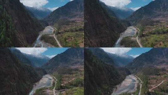 雪山河谷视频西藏风光青藏高原高山峡谷高清在线视频素材下载