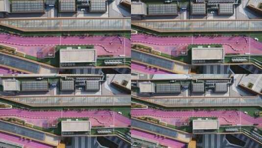 航拍无锡经济开发区屋顶赛道高清在线视频素材下载