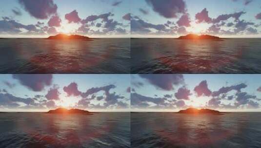 夕阳落在海岛的群山后面高清在线视频素材下载