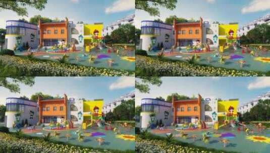 小区幼儿园 三维游乐园 地产幼儿园高清在线视频素材下载