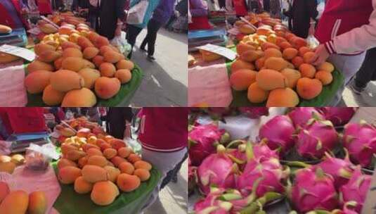 【镜头合集】超市菜市场卖水果摊位芒果高清在线视频素材下载