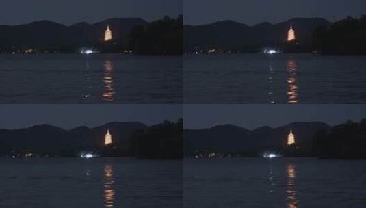 杭州西湖雷峰塔夜景高清在线视频素材下载
