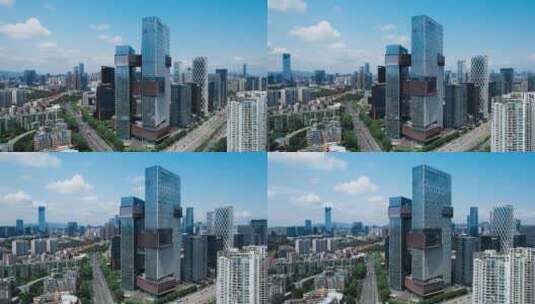 4k深圳南山后海地标建筑腾讯滨海大厦航拍高清在线视频素材下载