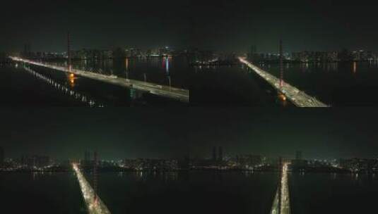 航拍杭州钱塘江夜景高清在线视频素材下载