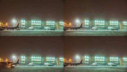 在雪地里移动的飞机高清在线视频素材下载