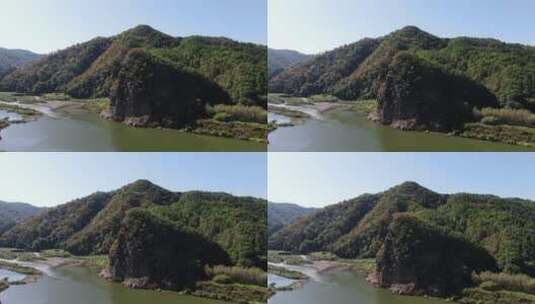 航拍东北辽宁东部山区浑河两岸高清在线视频素材下载