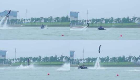 摩托艇水上飞人表演高清在线视频素材下载