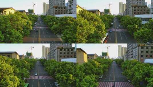 低空航拍城市道路交通高清在线视频素材下载