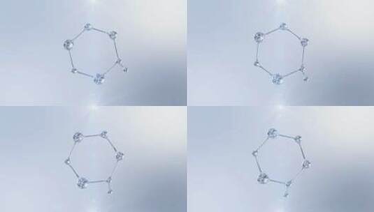 六边形水分子转动化学高清在线视频素材下载