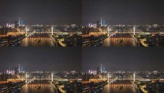 南浦大桥夜景延时航拍高清在线视频素材下载