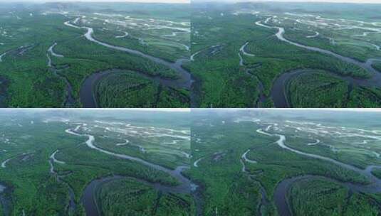 航拍内蒙亚洲第一湿地：根河湿地高清在线视频素材下载