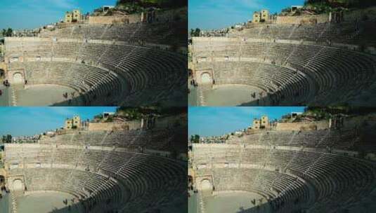 约旦的古罗马剧场遗址高清在线视频素材下载