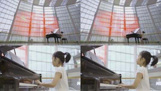 爱国小女孩弹钢琴高清在线视频素材下载