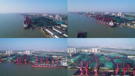 泰州港杨湾港区-航拍高清在线视频素材下载