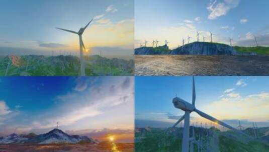 海岛风力发电高清在线视频素材下载